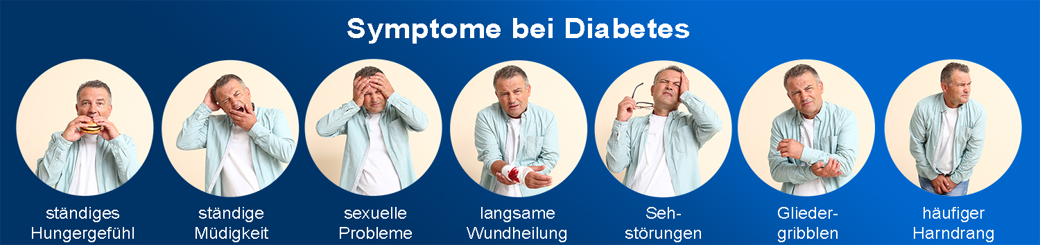 Mögliche Anzeichen für eine Diabeteserkrankungen - wir untersuchen Sie gerne.
